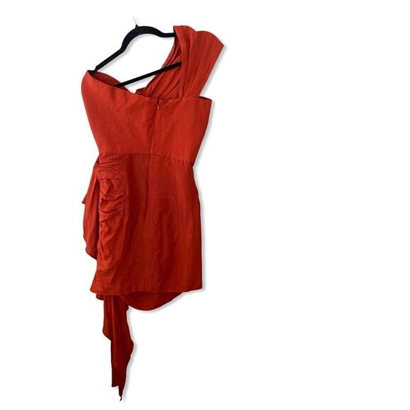 Just Bee Queen Solange Dress Chilli red mini one shoulder draped Revolve S - Picture 6 of 12